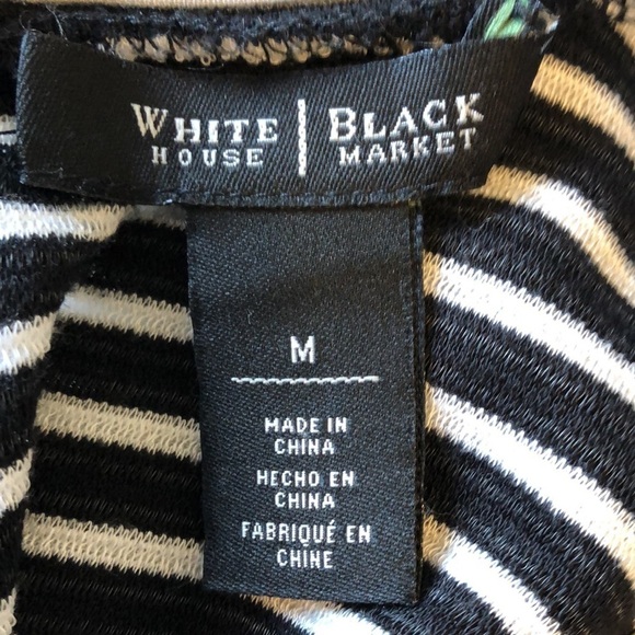 White House Black Market Womens Sleeveless Top Sz M Black White Stripe ALine - Picture 5 of 8